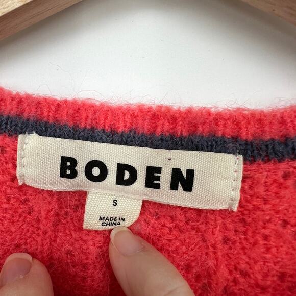 Boden Fluffy Pointelle Knit Sweater Wool Blend Womens Small Coral Crew Neck Soft - Picture 5 of 9